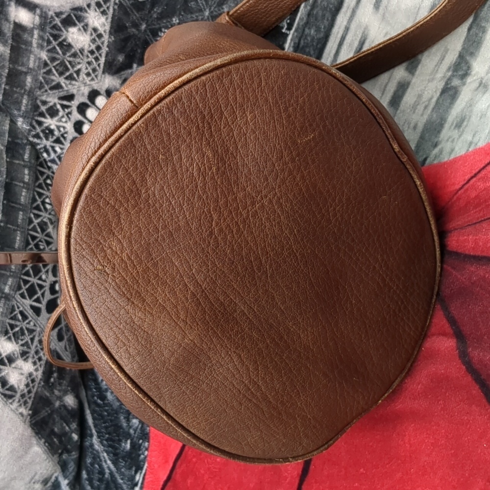 Donna Karen brown leather drawstring purse - Picture 4 of 11